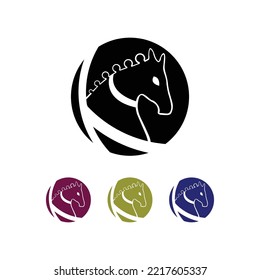 Circle horse care animal logo design 