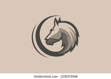 circle with horse head concept, animal logo template, horse icon, head horse vector template