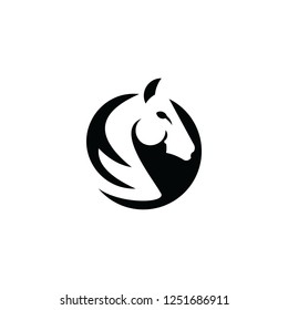 circle horse head silhouette icon symbols. Abstract ideas of minimalist animal logo designs.