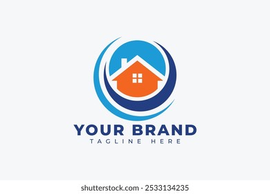 Circle House Building Property Real Estate Flat Vector Logo Design Element