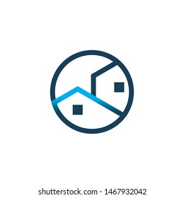 circle house line logo design