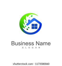 circle house logo, clean house symbol