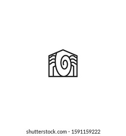 circle house logo vector concept with simple, outline, and elegant styles
