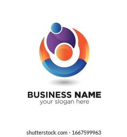 circle human colorful logo vector concept, icon, element, and template for business