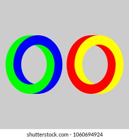 Circle icon 3D Green Green Blue Red Yellow Use as logo with white background.