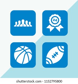 circle icon. 4 circle set with ball of basketball, football ball, sticker and team vector icons for web and mobile app