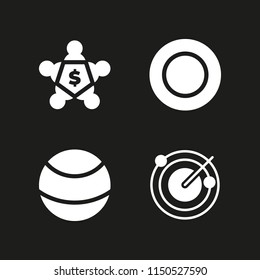 circle icon. 4 circle set with plate, teamwork, ball and radar vector icons for web and mobile app