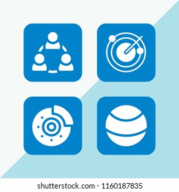 circle icon. 4 circle set with radar, teamwork, ball and disc brake vector icons for web and mobile app