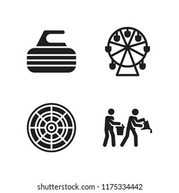 circle icon. 4 circle vector icons set. dartboard, curling and ferris wheel icons for web and design about circle theme