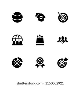 circle icon. 9 circle set with ball, team, bread and teamwork vector icons for web and mobile app