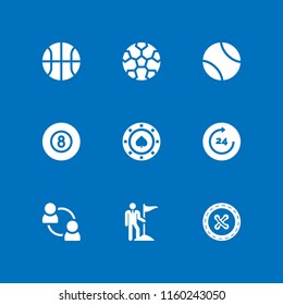 circle icon. 9 circle set with spade token, ball, target and clock vector icons for web and mobile app