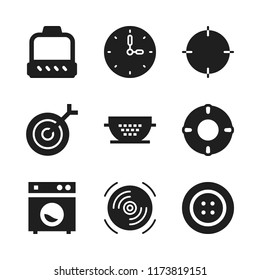 circle icon. 9 circle vector icons set. dart, wall clock and compact disc icons for web and design about circle theme