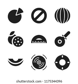 circle icon. 9 circle vector icons set. melon, pizza cutter and compact disc icons for web and design about circle theme