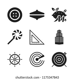 circle icon. 9 circle vector icons set. target, radar and cymbals icons for web and design about circle theme