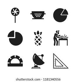 circle icon. 9 circle vector icons set. pie chart, set square and radar icons for web and design about circle theme
