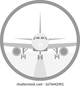 Circle icon of airplane on road