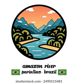 Circle Icon Amazon River. Vector illustration
