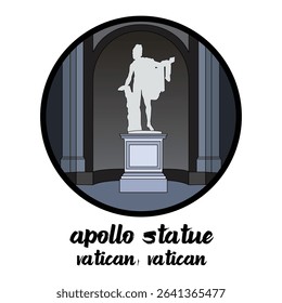 Circle Icon Apollo Statue. Vector illustration	