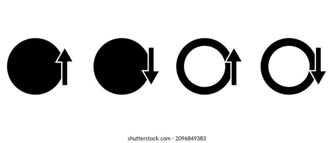 Circle icon. Arrow up and down. Coin sign. Financial background. Investment concept. Vector illustration. Stock image. 