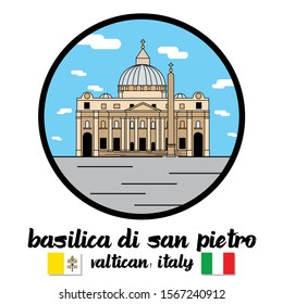 Circle icon Basilica di San Pietro. vector illustration