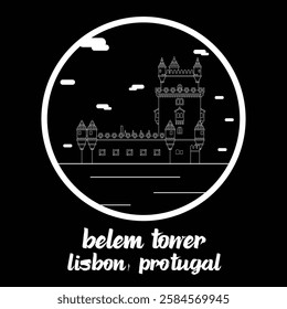 Circle Icon Belem Tower. Vector illustration