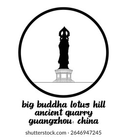 Circle Icon Big Buddha Lotus Hill Ancient Quarry. Vector Illustration