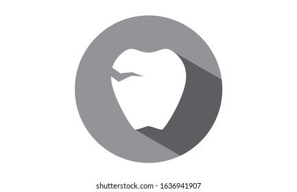 Circle icon with black shadow, tooth decay