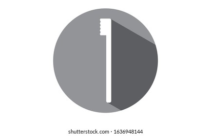 Circle icon with black shadow, toothbrush
