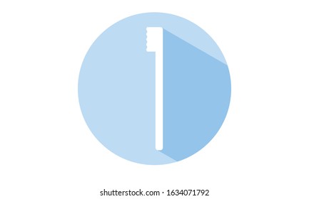Circle icon with blue shadow, toothbrush
