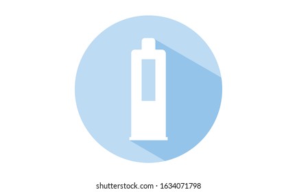 Circle icon with blue shadow, toothpaste tube