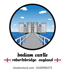 Icono del círculo Bodiam Castle. Ilustración de vector