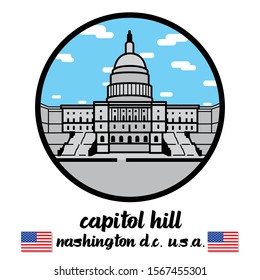 Circle Icon Capitol hill. vector illustration
