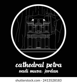 Circle Icon Cathedral Petra. vector illustration