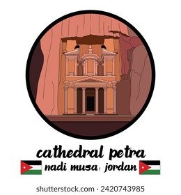 Circle Icon Cathedral Petra. vector illustration