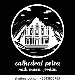 Circle Icon Cathedral Petra. vector illustration
