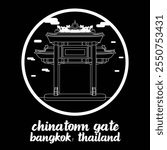 Circle Icon Chinatown Gate. Vector Illustration