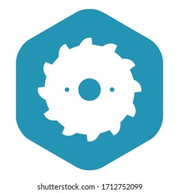 Circle icon for a circular saw. Replaceable blade with notches for sawing various materials. Vector illustration for design and web isolated on a white background.