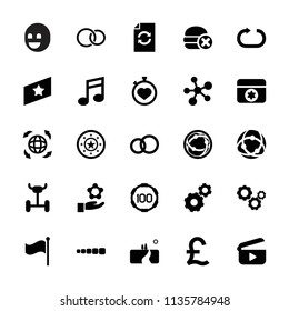 Circle icon. collection of 25 circle filled icons such as gear, engagement rings, stopwatch, rings, globe, flag, network connection. editable circle icons for web and mobile.