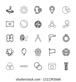 Circle icon. collection of 25 circle outline icons such as whirligig, hair dryer, casino chip and money, 100 casino chip, ring. editable circle icons for web and mobile.