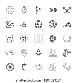 Circle icon. collection of 25 circle outline icons such as casino bet, dollar sign, fan, flag, cd, network connection, clock. editable circle icons for web and mobile.