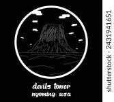 Circle Icon Devils Tower. Vector illustration
