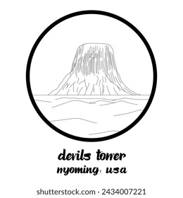 Circle Icon Devils Tower. Vector illustration