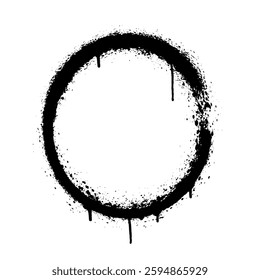Circle icon drawn by spray with overspray in black over white. Vector illustration EPS 10