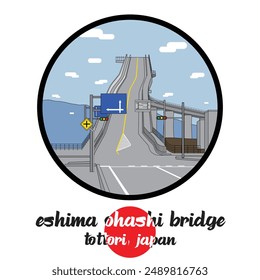 Circle Icon Eshima Ohashi Bridge. Vector illustration
