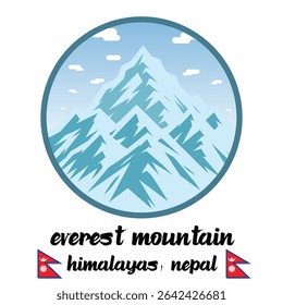 Circle Icon Everest Mountain. Vector illustration	
