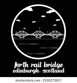 Circle Icon Forth Rail Bridge. Vector Illustration