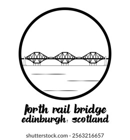 Circle Icon Forth Rail Bridge. Vector Illustration
