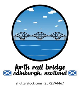 Circle Icon Forth Rail Bridge. Vector Illustration
