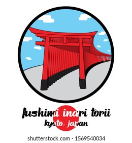 Circle icon Fushimi Inari Torii . vector illustration