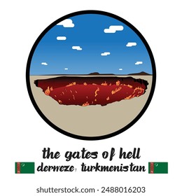 Circle Icon The Gates of Hell. Vector illustration